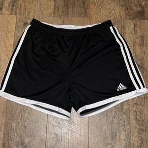 Adidas striped black and white athletic shorts